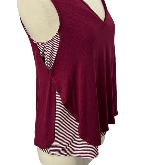 ANTHRO DELETTA Layered Maroon V-Neck Top Sz MD - Picture 8 of 9